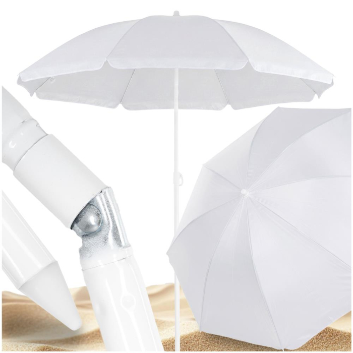 Umbrela de plaja pliabila cu inclinare reglabila, UPF 50+, cu husa transport, 160 cm, gri [5]
