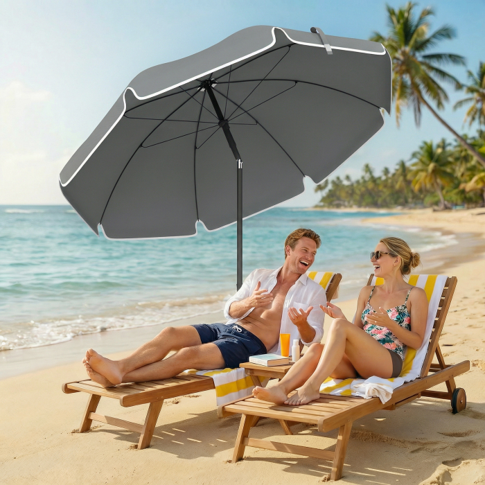  Umbrela de Plaja Reglabila cu Ancora pentru Nisip si Geanta de Transport, Ø150x185 cm, Gri inchis [8]