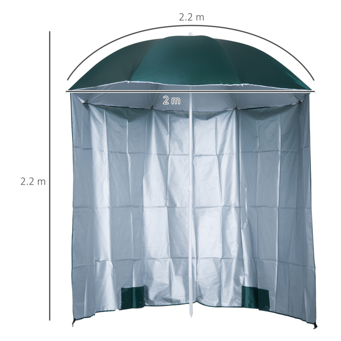  Umbrela de Plaja si Gradina 2x2m cu Cort, din Poliester si Metal, Verde si Alb [3]