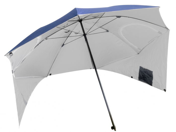 Umbrela de plaja tip cort 2 in 1 cu paravan lateral, ventilatie si protectie UV, diametru 213 cm, albastru [5]