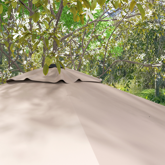  Umbrela de Soare cu 8 Lamele cu Pedala si Manivela, Umbrela de Soare din Aluminiu si Poliester, 295x295x266 cm, Kaki [9]