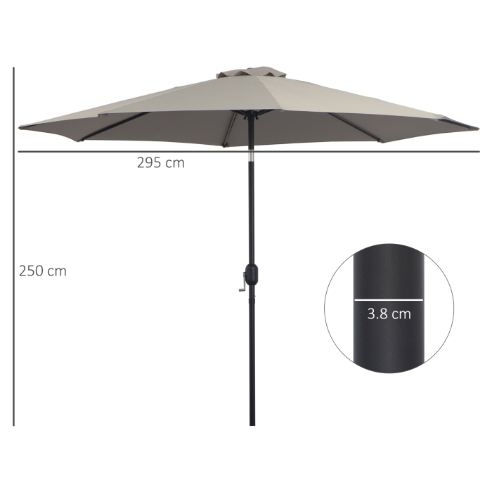  Umbrela de Soare pentru Plaja sau Gradina Impermeabila din Otel Maro Cafea Φ3x2.50m [3]