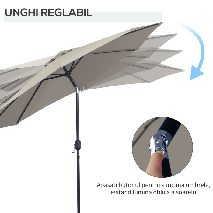  Umbrela de Soare pentru Plaja sau Gradina Impermeabila din Otel Maro Cafea Φ3x2.50m [4]