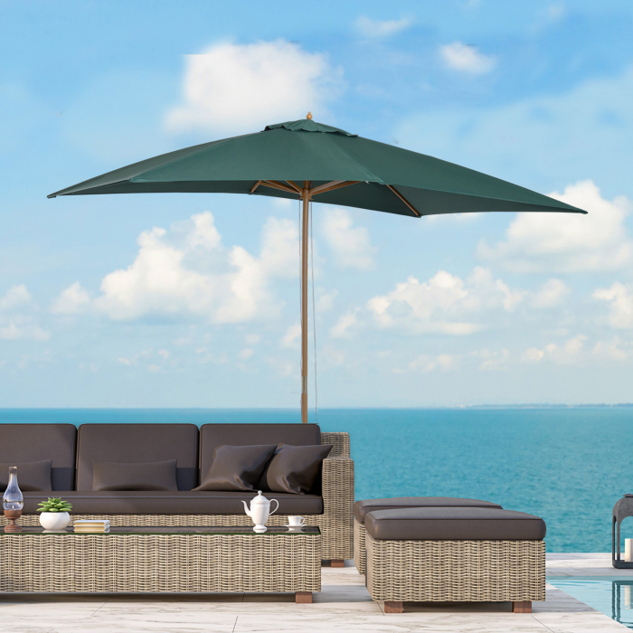  Umbrela din Lemn pentru Extern Gradina 2X3M Verde [2]