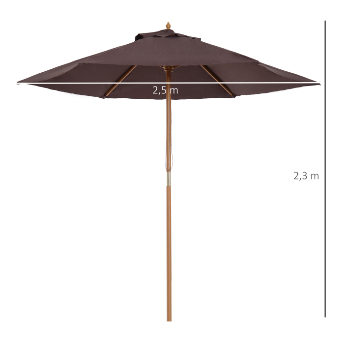  Umbrela din Lemn Umbrela Soare pentru Extern pentru Gradina Φ250 cm [3]