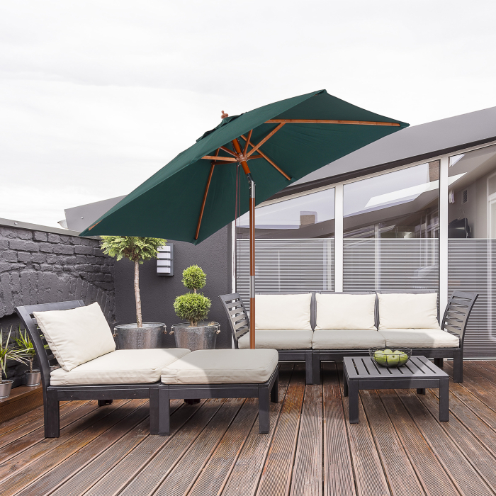  Umbrela Dreptunghiular din Bambus si Poliester Anti-UV Verde 2x1.5x2,3m [2]