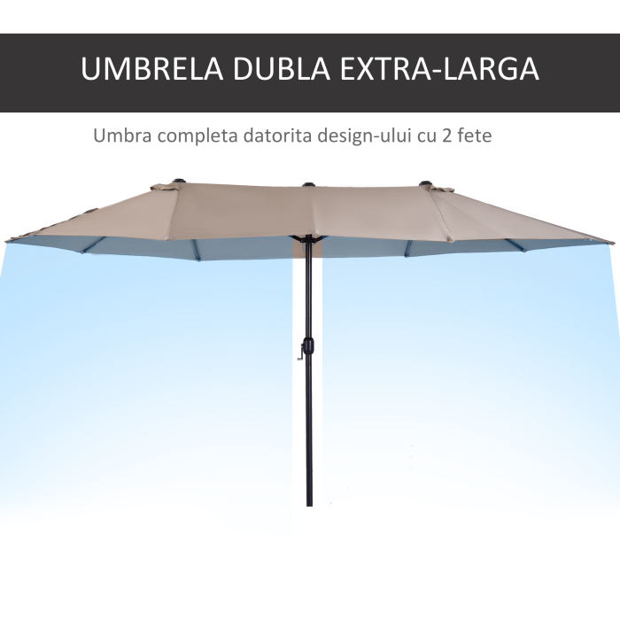Umbrela dubla de soare, 460x270x240cm, Cafea  [4]