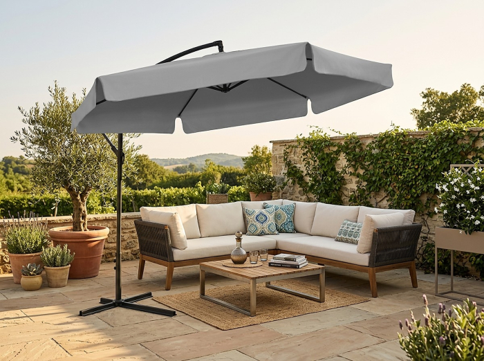 Umbrela gradina cu inclinare reglabila, cupola cu protectie UV, husa protectie, diametru 300 cm, gri [12]