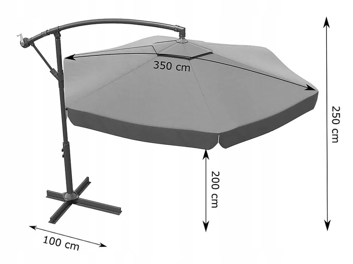 Umbrela gradina cu inclinare reglabila, cupola cu protectie UV, husa protectie, diametru 300 cm, gri [3]