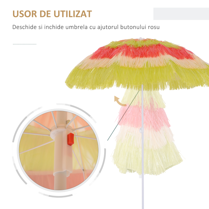  Umbrela Hawaiana Portabila, Acoperitoare Ø160cm, Impermeabila, inaltime pana la 180cm [5]