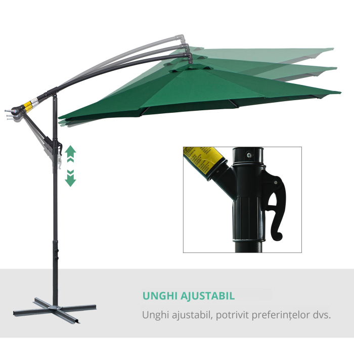  Umbrela laterala din metal, verde, 3m [6]