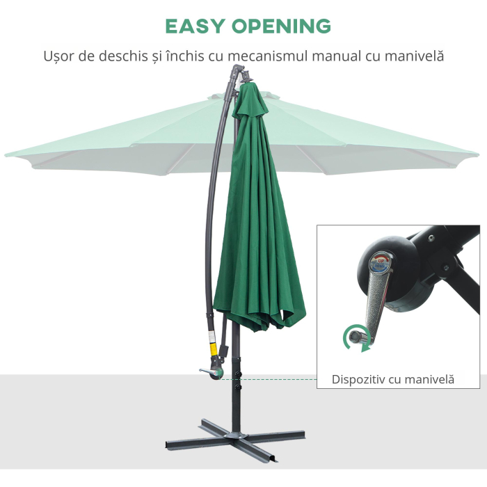  Umbrela laterala din metal, verde, 3m [7]