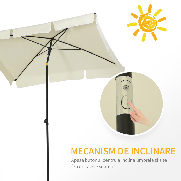  Umbrela Parasolara dreptunghiulara 200 × 125 × 235cm Crem [4]