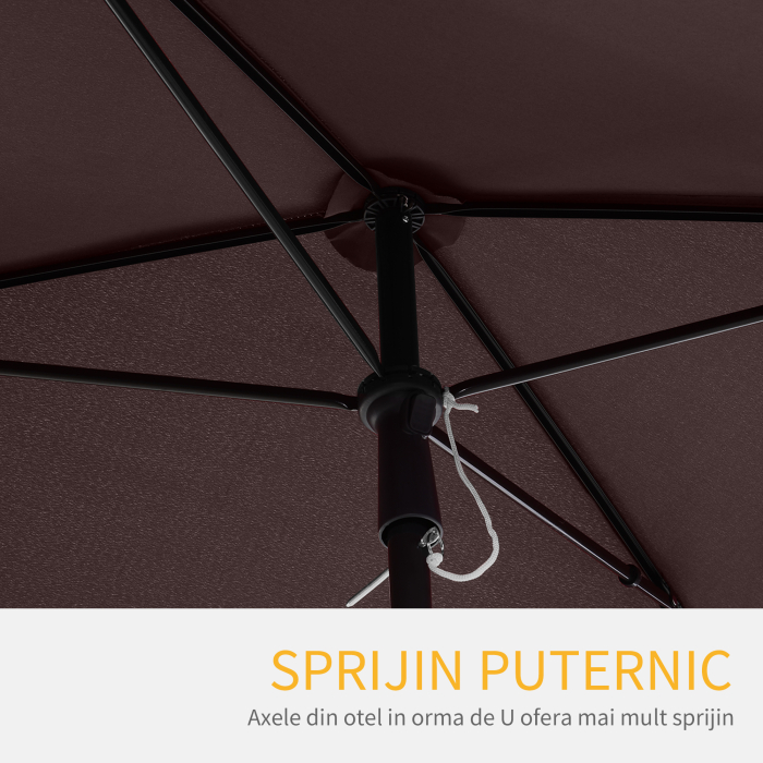  Umbrela Parasolarar dreptunghiulara pentru Gradina 200 × 125 × 235cm Maro [7]