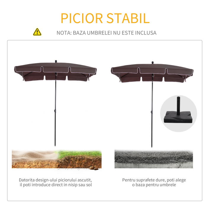  Umbrela Parasolarar dreptunghiulara pentru Gradina 200 × 125 × 235cm Maro [6]