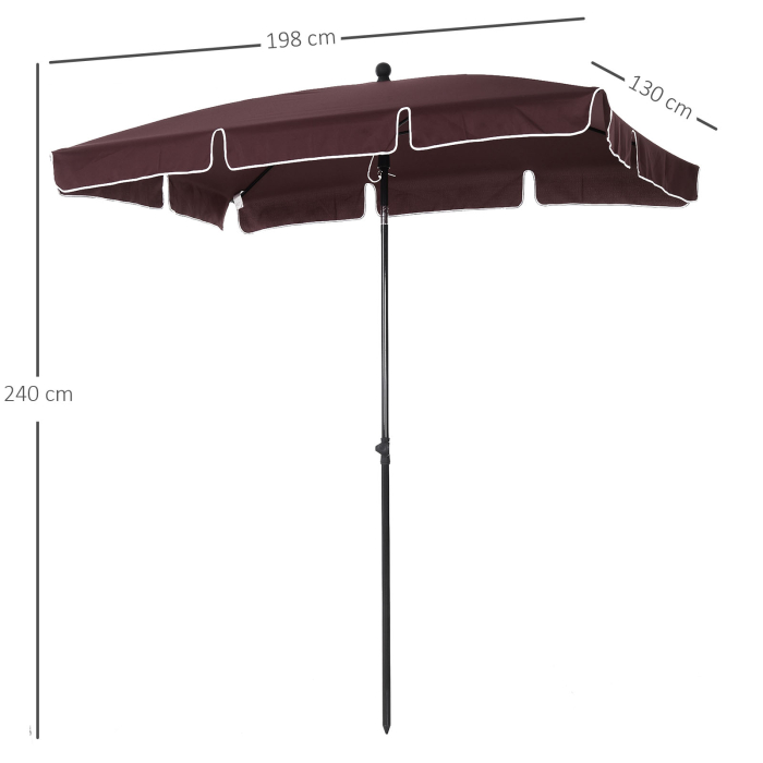  Umbrela Parasolarar dreptunghiulara pentru Gradina 200 × 125 × 235cm Maro [3]
