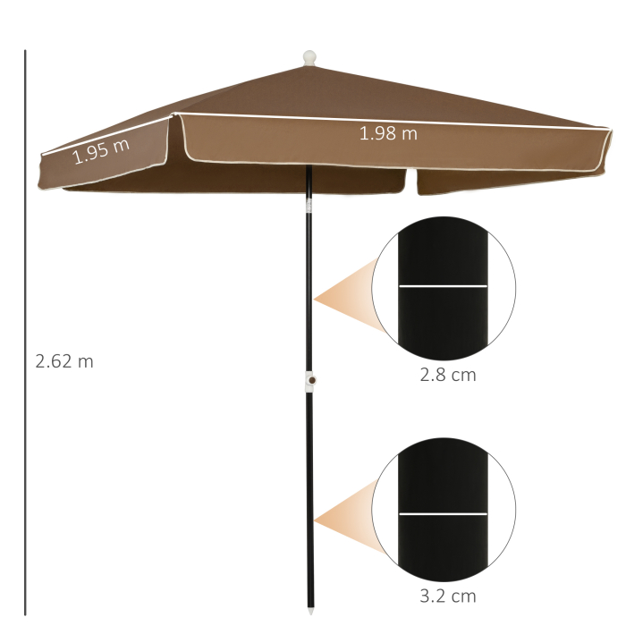  Umbrela patrata de Extern rezistenta la razele UV 200x200cm, Cafea [3]