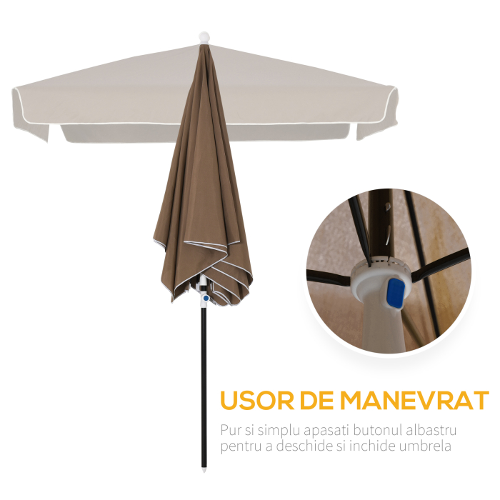 Umbrela patrata de Extern rezistenta la razele UV 200x200cm, Cafea [5]