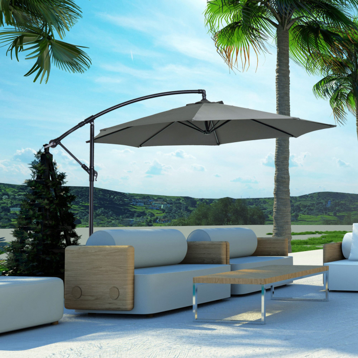  Umbrela pentru Exterior Structura din Otel si Poliester Impermeabil Anti-UV Φ300x250cm Gri [2]