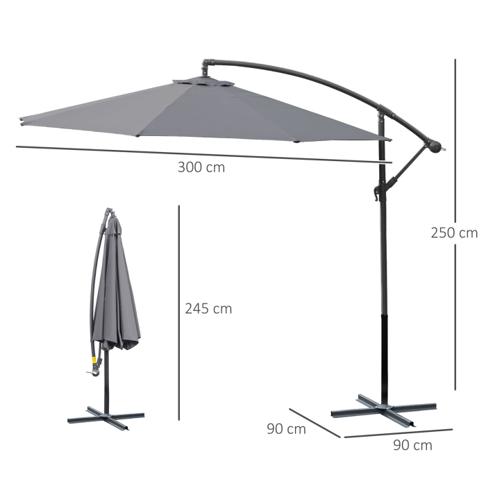  Umbrela pentru Gradina Brat Deluxe Inclinabila cu Manivela, Φ3m [3]