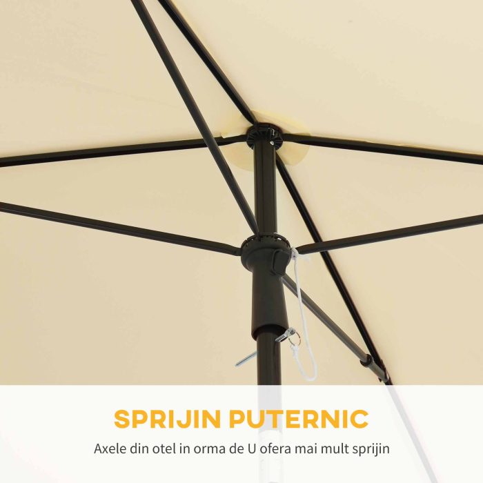  Umbrela pentru Gradina cu inclinare Reglabila si Stalp din Aluminiu, 198x130x245 cm, Bej [7]