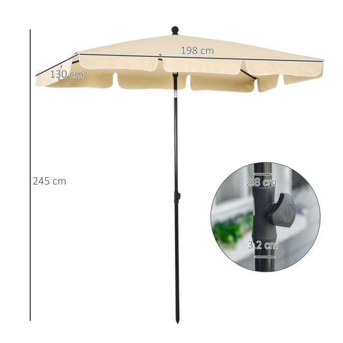  Umbrela pentru Gradina cu inclinare Reglabila si Stalp din Aluminiu, 198x130x245 cm, Bej [3]