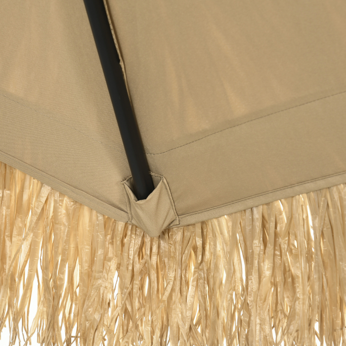  Umbrela pentru gradina cu paie, umbrela rotunda stil Hawai cu manivela, Ø265x250cm, kaki [8]