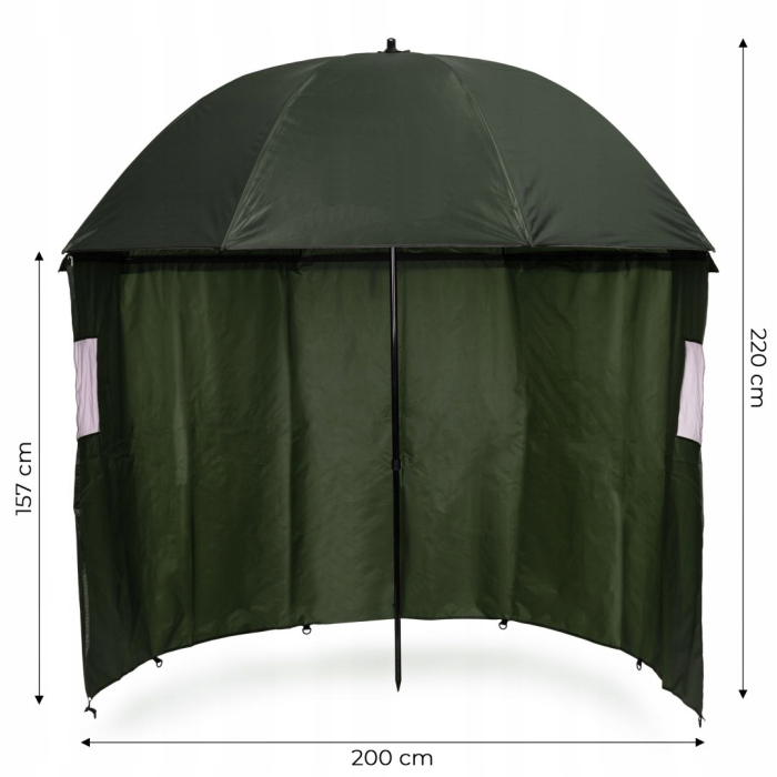Umbrela pescuit 200x220 cm, inchidere completa cu perete detasabil, reglabil, otel si Oxford impermeabil, verde [6]