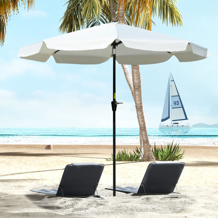 Umbrela Rotunda inclinabila, cu Manivela, din Aluminiu, Metal si Poliester, Ø266x248,5 cm, Alb Crem [2]