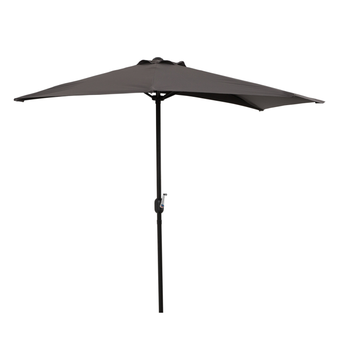  Umbrela Semicirculara de Perete pentru Gradina cu Deschidere cu Manivela din Poliester, Gri 269x138x236cm [4]