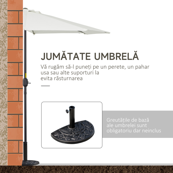  Umbrela Semicirculara Impermeabila Protectie UV Alba 269x138x236cm [5]
