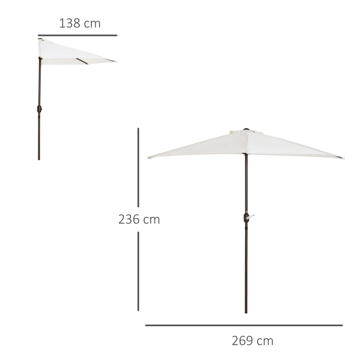  Umbrela Semicirculara Impermeabila Protectie UV Alba 269x138x236cm [3]