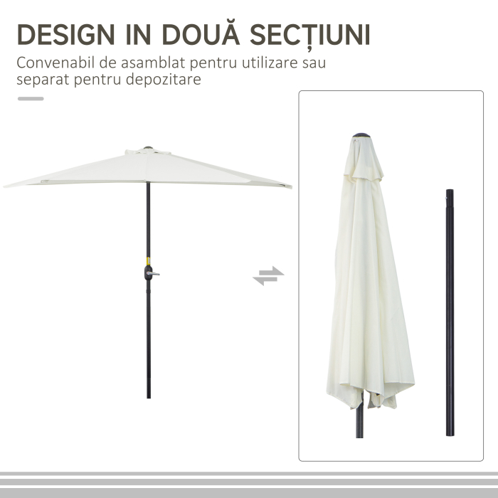  Umbrela Semicirculara Impermeabila Protectie UV Alba 269x138x236cm [7]