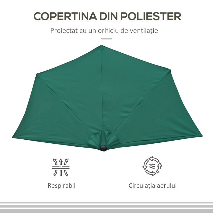  Umbrela Semicirculara Impermeabila Protectie UV Verde 269 x 138 x 236cm [6]