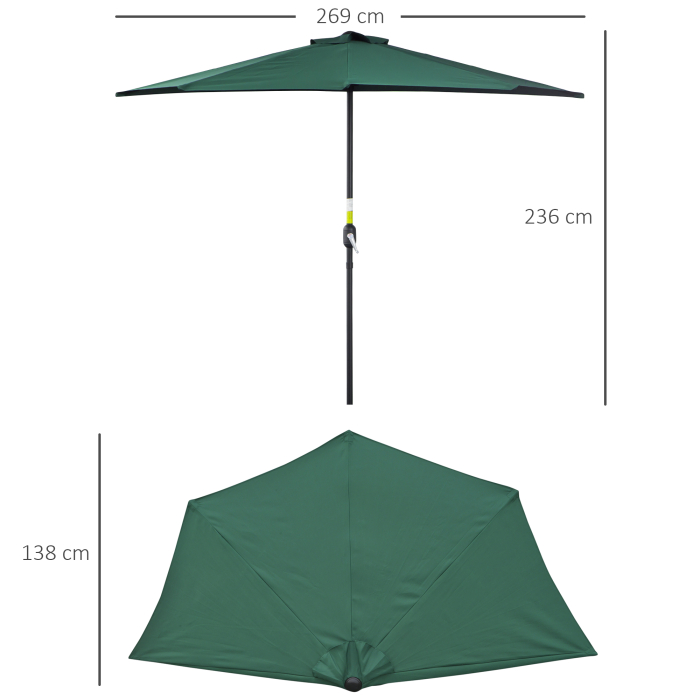  Umbrela Semicirculara Impermeabila Protectie UV Verde 269 x 138 x 236cm [3]