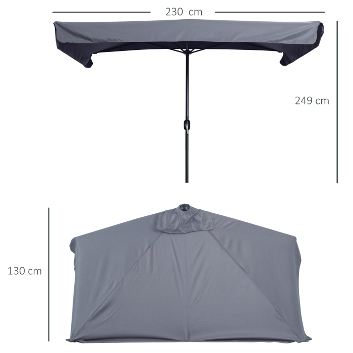  Umbrela semicirculara pentru gradina cu manivela, 230x130x249cm, Gri [3]
