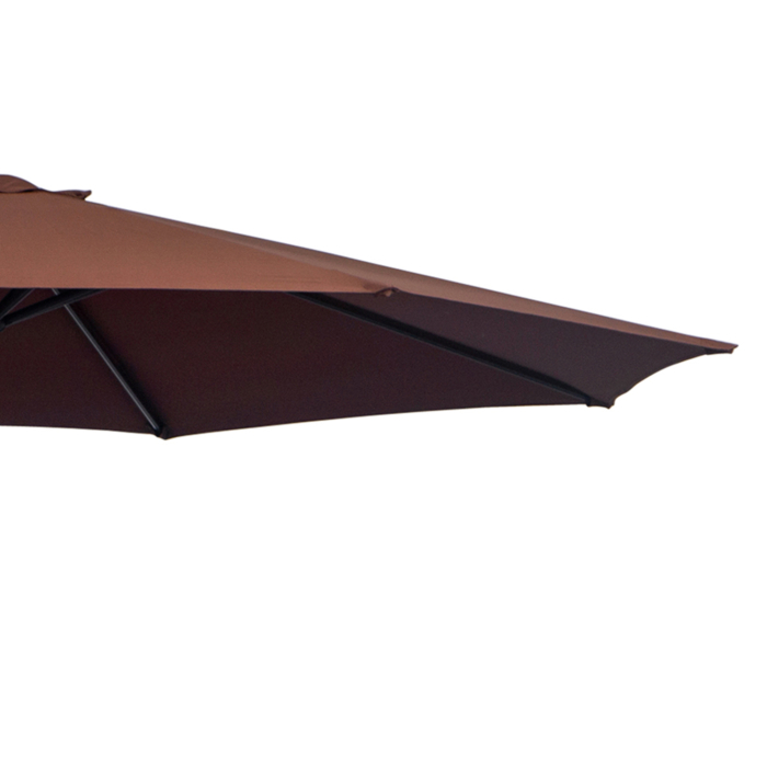  Umbrela Soare Descentrata de Gradina cu Colt Inclinabil din Metal si Poliester, Cafea, Φ3×2.6m [8]