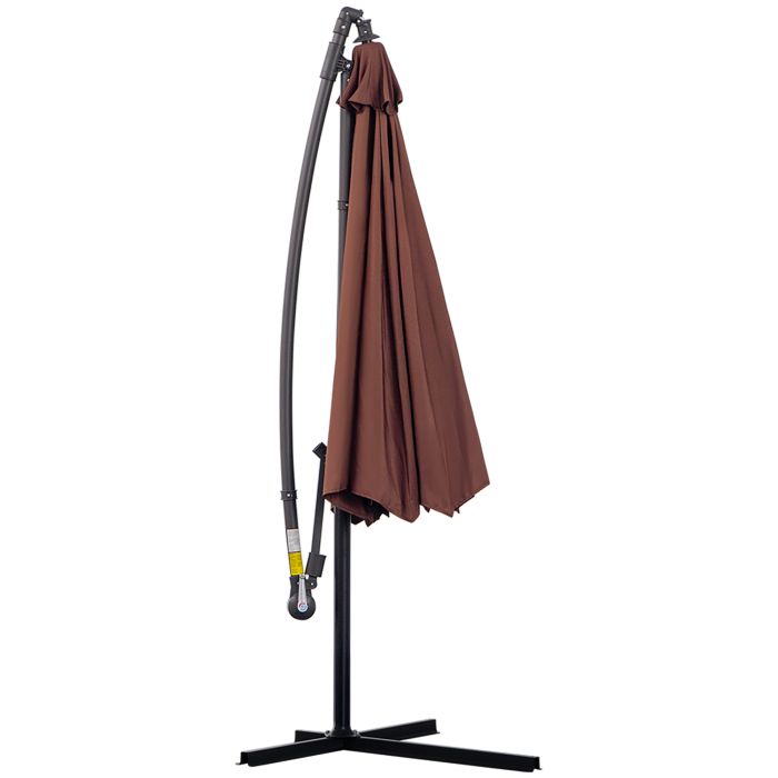  Umbrela Soare Descentrata de Gradina cu Colt Inclinabil din Metal si Poliester, Cafea, Φ3×2.6m [7]