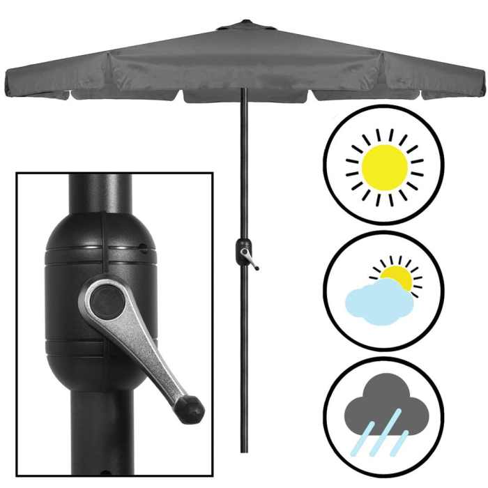 Umbrela terasa gradina, cu manivela, diametru 400cm, Gri [14]