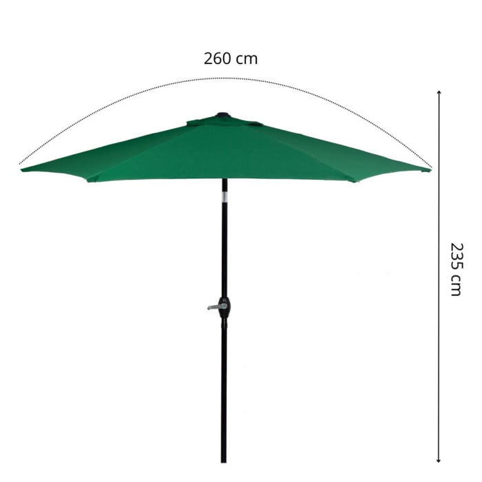 Umbrela terasa gradina, cu manivela si inclinare, diametru 250cm, Verde [10]