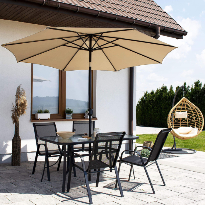 Umbrela terasa gradina, cu manivela si inclinare, diametru 300cm, Taupe [4]