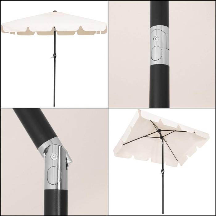 Umbrela terasa sau gradina reglabila, inclinare 2 directii, protectie UV UPF 50+, 195x122 cm, ecru [19]
