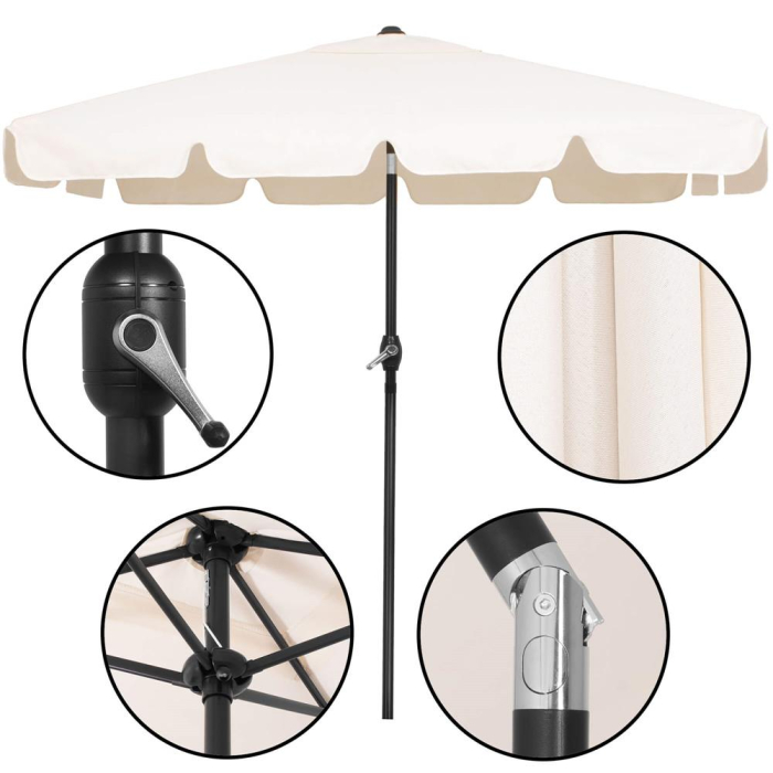 Umbrela terasa sau gradina reglabila, inclinare 2 directii, protectie UV UPF 50+, 195x122 cm, ecru [13]