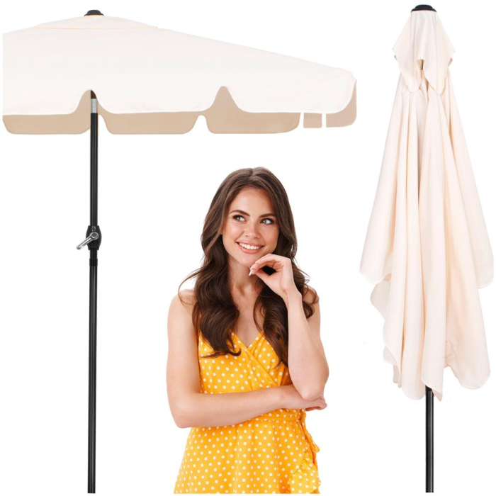 Umbrela terasa sau gradina reglabila, inclinare 2 directii, protectie UV UPF 50+, 195x122 cm, ecru [25]