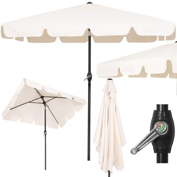 Umbrela terasa sau gradina reglabila, inclinare 2 directii, protectie UV UPF 50+, 195x122 cm, ecru [5]