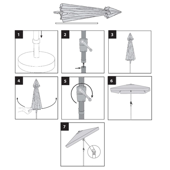 Umbrela terasa sau gradina reglabila, inclinare 2 directii, protectie UV UPF 50+, 195x122 cm, ecru [16]