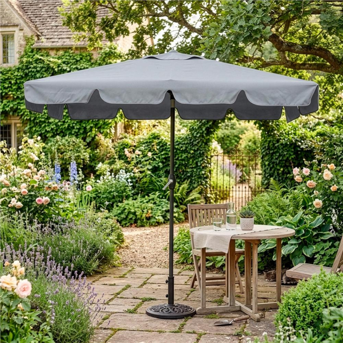 Umbrela terasa sau gradina reglabila, inclinare 2 directii, protectie UV UPF 50+, 195x122 cm, gri deschis [27]