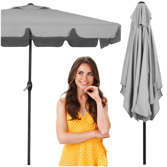 Umbrela terasa sau gradina reglabila, inclinare 2 directii, protectie UV UPF 50+, 195x122 cm, gri deschis [24]