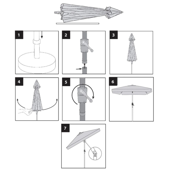 Umbrela terasa sau gradina reglabila, inclinare 2 directii, protectie UV UPF 50+, 195x122 cm, gri deschis [22]