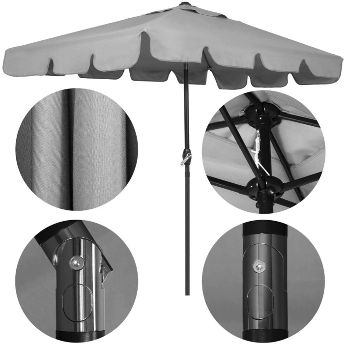 Umbrela terasa sau gradina reglabila, inclinare 2 directii, protectie UV UPF 50+, 195x122 cm, gri deschis [17]